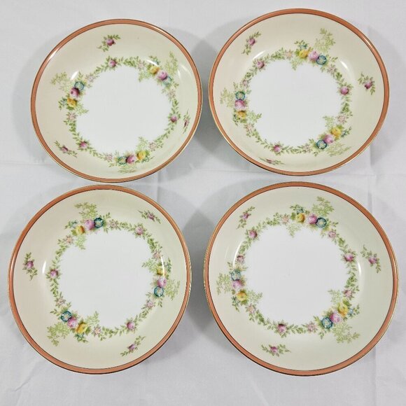 Meito Japan Fine China Hand Painted Floral Accent Fruit Dessert Bowls – Set of 4 - Picture 16 of 16